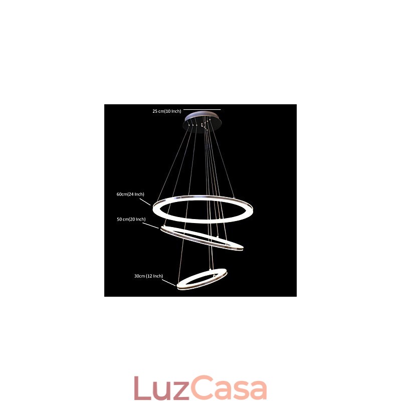 Luminária pendente moderna 3 anéis luminária pendente acrílico