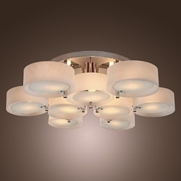 Lustre moderno contemporâneo de metal cromado com montagem embutida