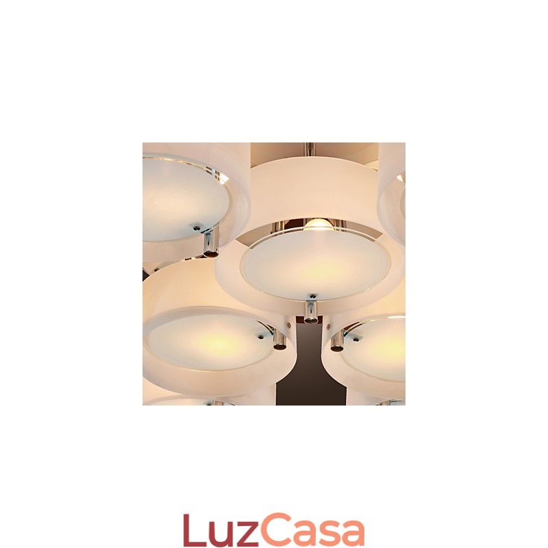 Lustre moderno contemporâneo de metal cromado com montagem embutida