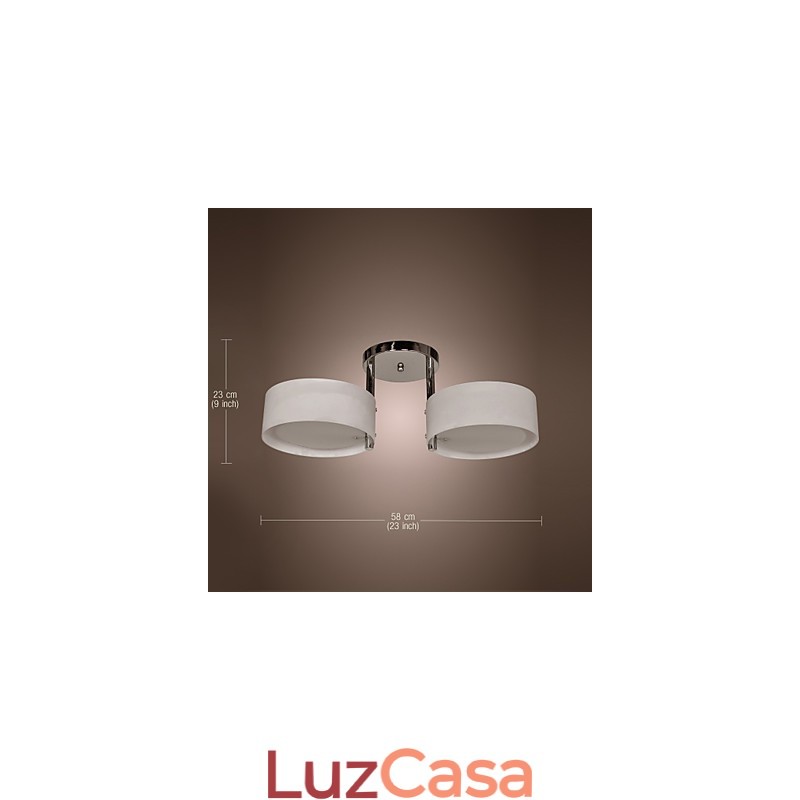 Lustre moderno contemporâneo de metal cromado com montagem embutida