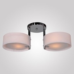 Lustre moderno contemporâneo de metal cromado com montagem embutida