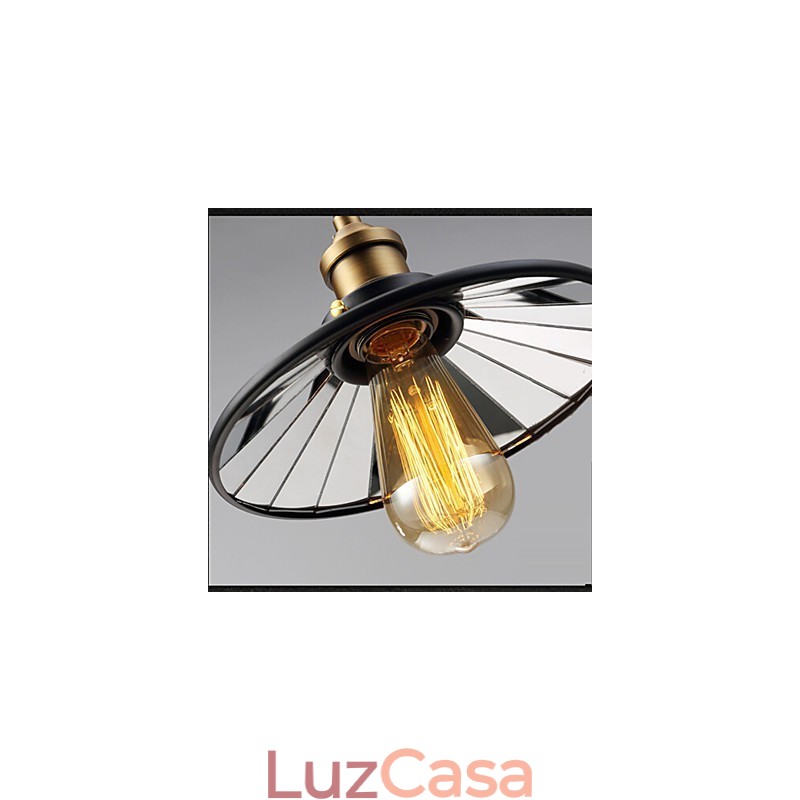 Luminária pendente vintage Pully 3 ilhas Foyer Metal + abajur interno Galss