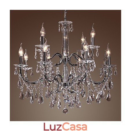 Lustre de Cristal Moderno 2 Níveis Sala 12 Luzes Lustre de Cristal Moderno 2 Níveis Sala 12 Luzes