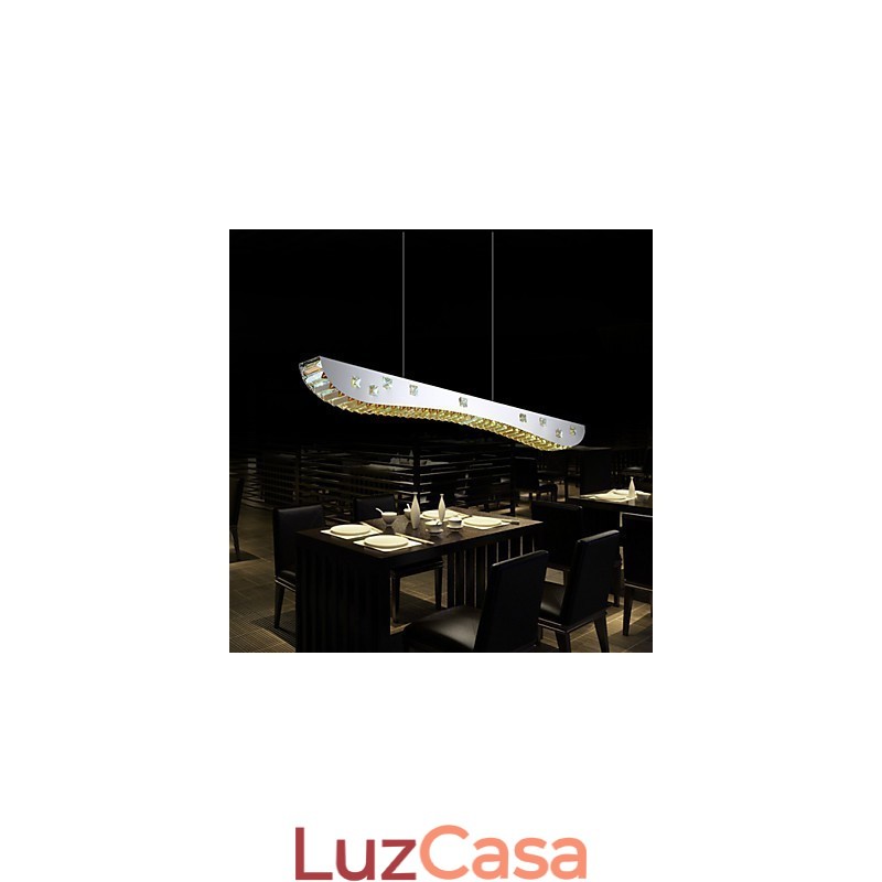 Luminária pendente de cristal Luminária pendente de metal cromado Cristal âmbar ou transparente