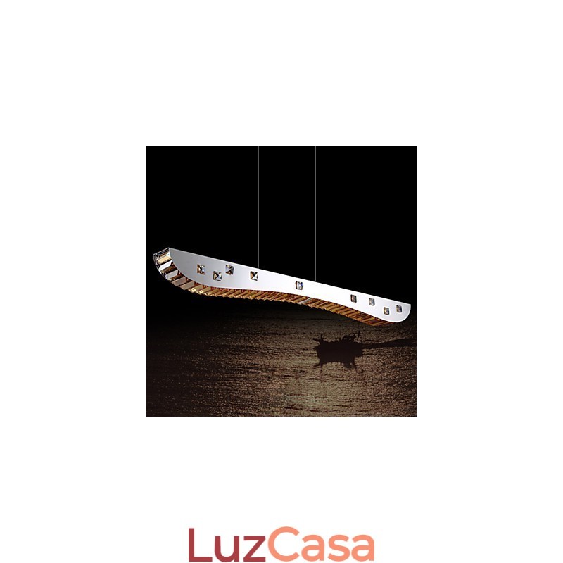 Luminária pendente de cristal Luminária pendente de metal cromado Cristal âmbar ou transparente