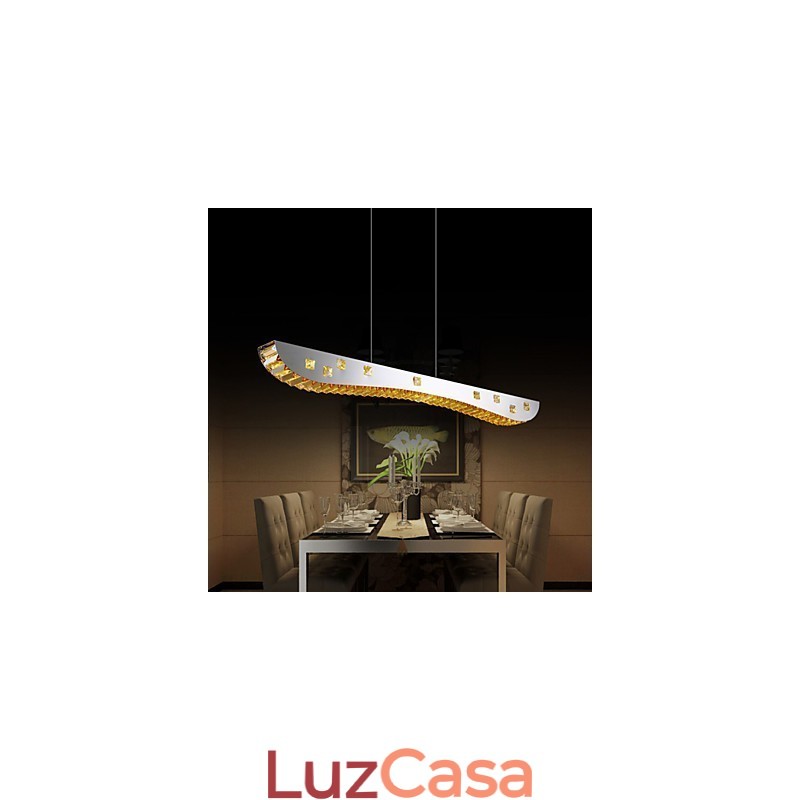 Luminária pendente de cristal Luminária pendente de metal cromado Cristal âmbar ou transparente