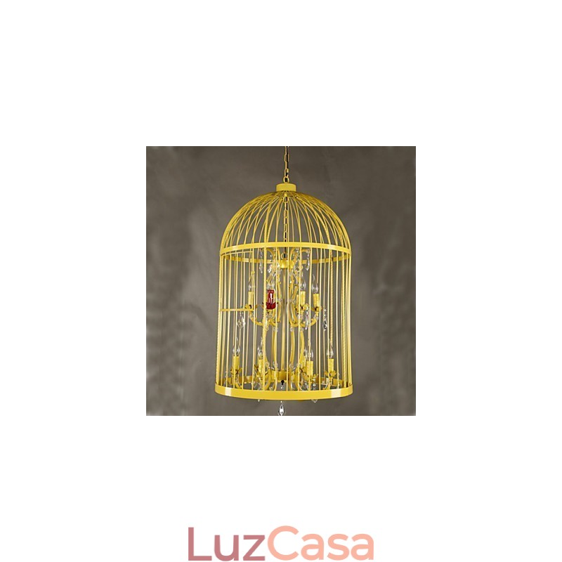 Vintage Ferro Gaiola Escada Lâmpada Lustre Cristal