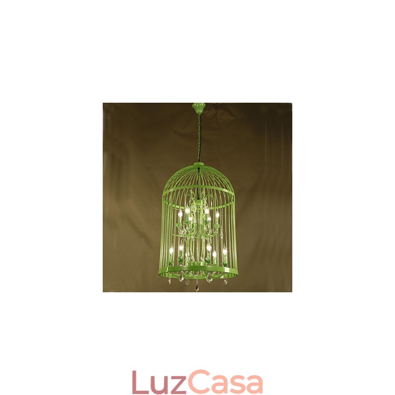 Vintage Ferro Gaiola Escada Lâmpada Lustre Cristal
