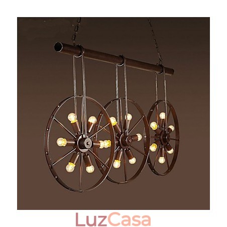 Lustre de café retrô de roda de ferro Lustre Lustre de café retrô de roda de ferro Lustre