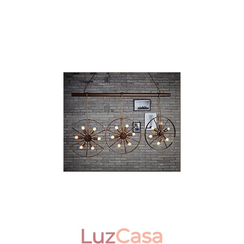 Lustre de café retrô de roda de ferro Lustre