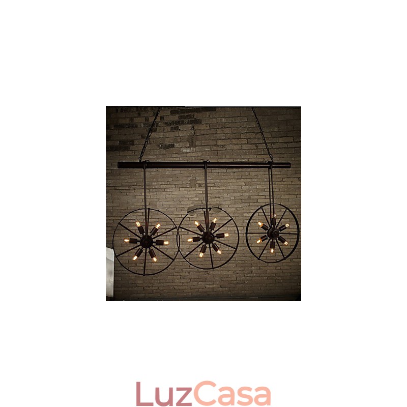 Lustre de café retrô de roda de ferro Lustre