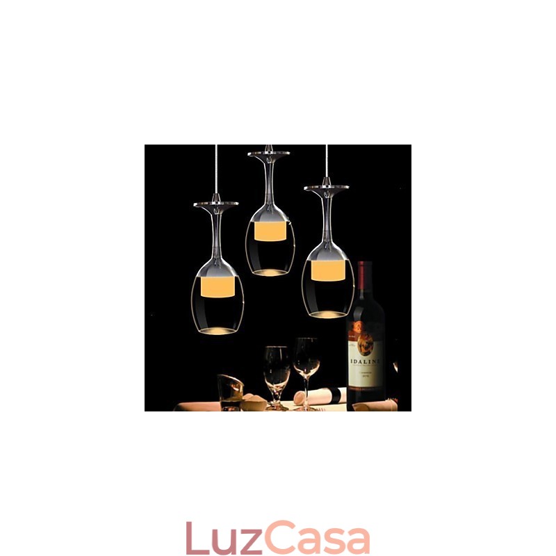 3 Luz Moderna Contemporânea Tradicional Clássica Country Bowl Lustre de Vidro Cromado Luz Pendente