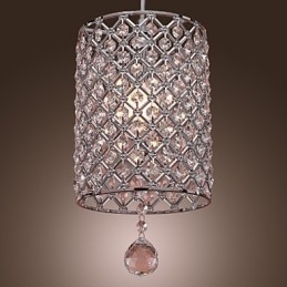 Luminária pendente de cristal estilo cilindro