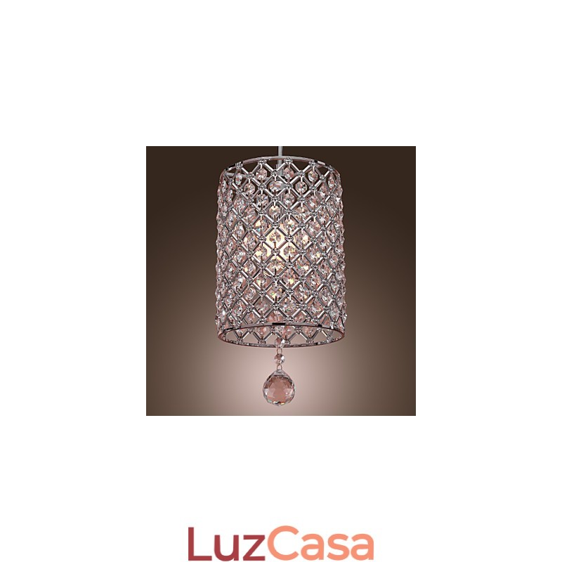 Luminária pendente de cristal estilo cilindro