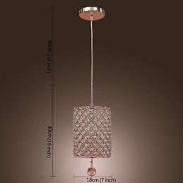 Luminária pendente de cristal estilo cilindro