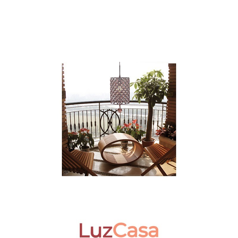 Luminária pendente de cristal estilo cilindro