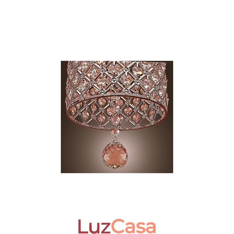 Luminária pendente de cristal estilo cilindro