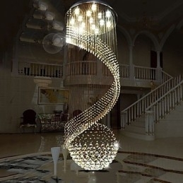 Lustre de cristal moderno, luminária pendente, luminárias de teto suspensas com fonte, cristal K9 transparente