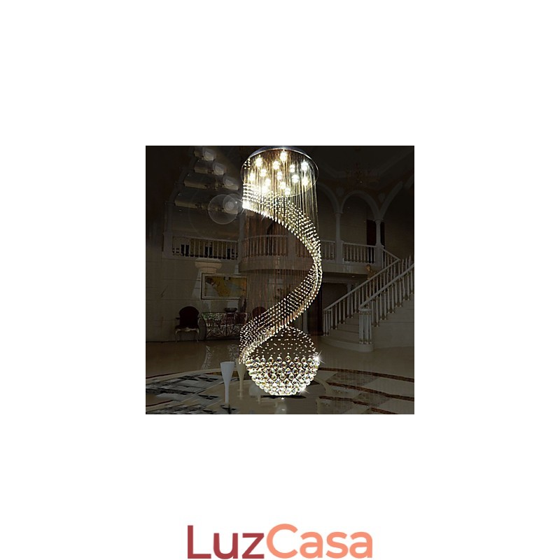 Lustre de cristal moderno, luminária pendente, luminárias de teto suspensas com fonte, cristal K9 transparente