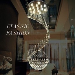 Lustre de cristal moderno, luminária pendente, luminárias de teto suspensas com fonte, cristal K9 transparente