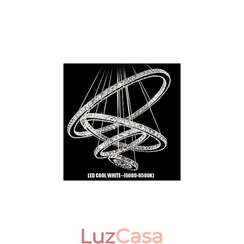 Luminária pendente de cristal para teto, cristal transparente, redondo, 4 anéis, 40 cm, 60 cm, 80 cm, luminárias de fonte