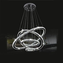 Luminária pendente de cristal para teto, cristal transparente, redondo, 4 anéis, 40 cm, 60 cm, 80 cm, luminárias de fonte