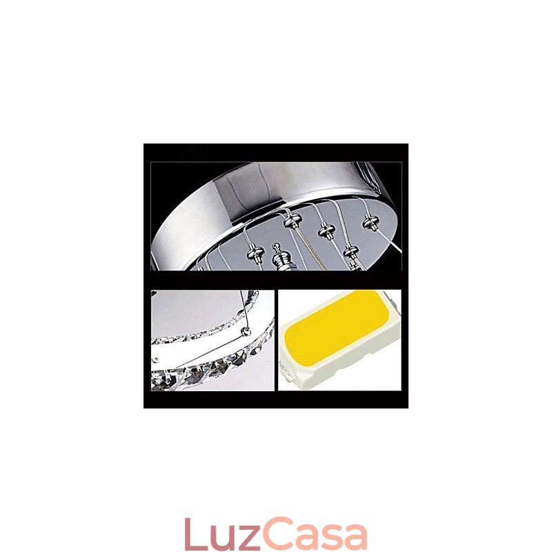 Luminária pendente de cristal para teto, cristal transparente, redondo, 4 anéis, 40 cm, 60 cm, 80 cm, luminárias de fonte