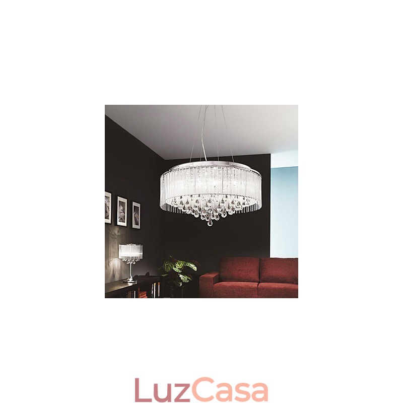 Moderno contemporâneo tambor cristal cromado pingente luz