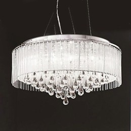 Moderno contemporâneo tambor cristal cromado pingente luz