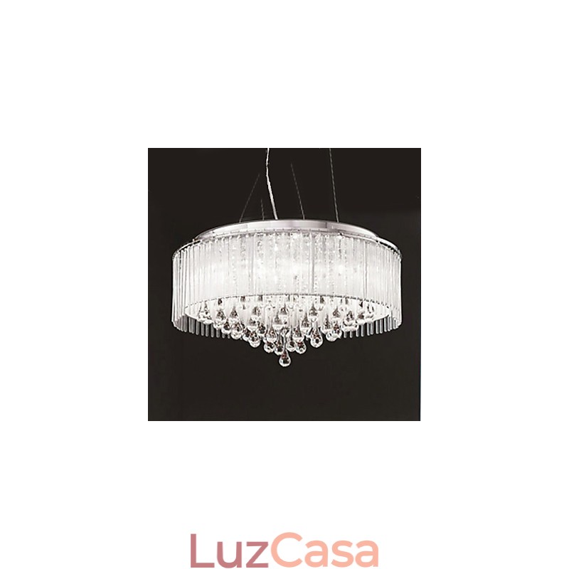 Moderno contemporâneo tambor cristal cromado pingente luz