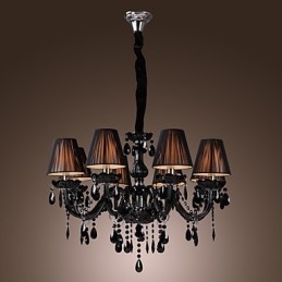 Lustre de luxo moderno preto cristal sala de estar 8 luzes