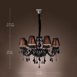 Lustre de luxo moderno preto cristal sala de estar 8 luzes