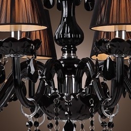 Lustre de luxo moderno preto cristal sala de estar 8 luzes
