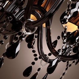 Lustre de luxo moderno preto cristal sala de estar 8 luzes