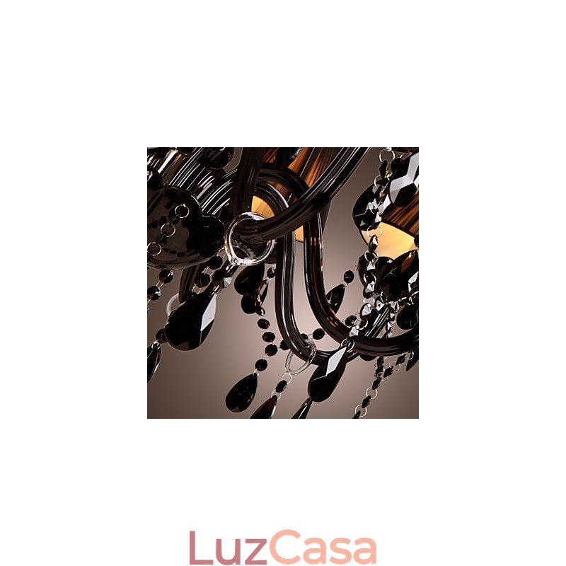 Lustre de luxo moderno preto cristal sala de estar 8 luzes