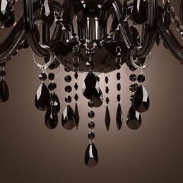 Lustre de luxo moderno preto cristal sala de estar 8 luzes