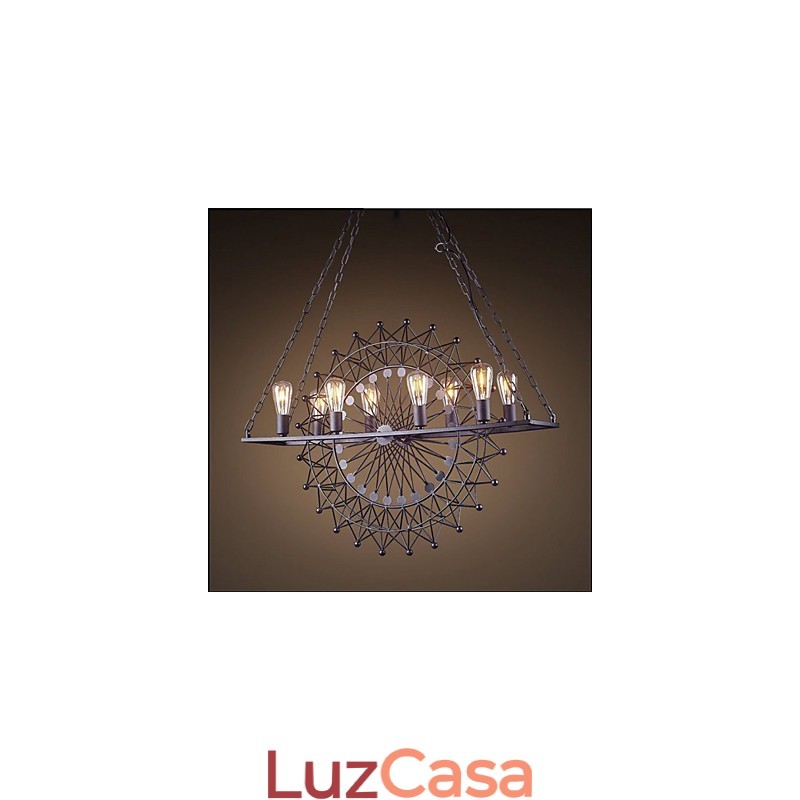 Luminária pendente estilo industrial com roda de arranha-céu