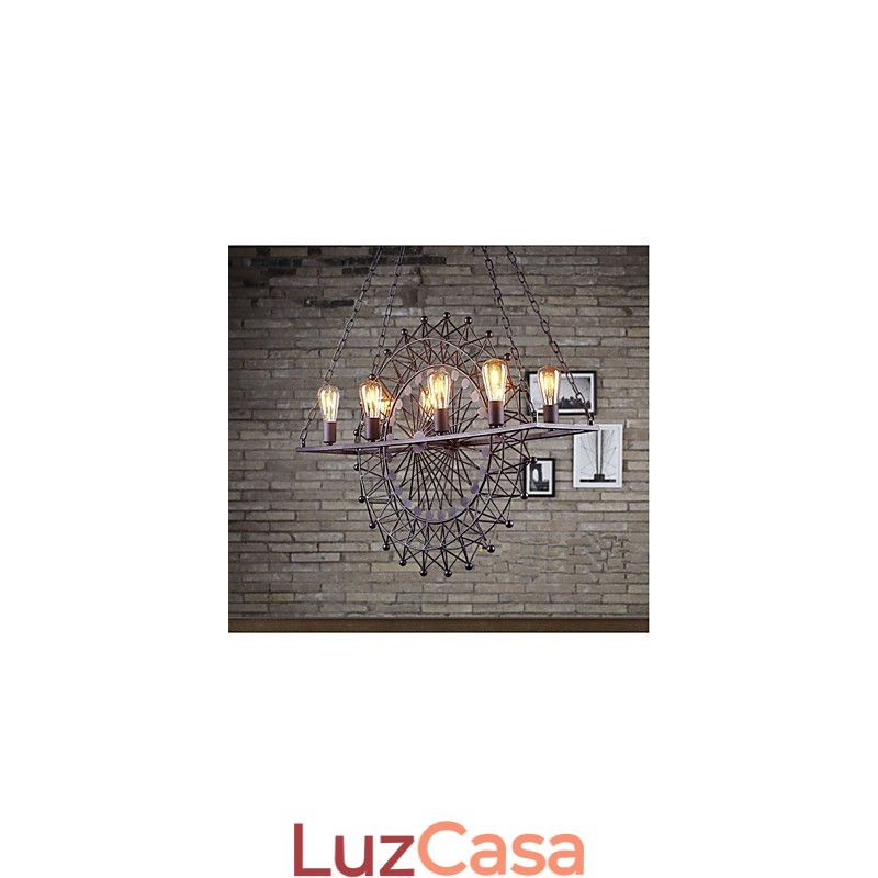 Luminária pendente estilo industrial com roda de arranha-céu