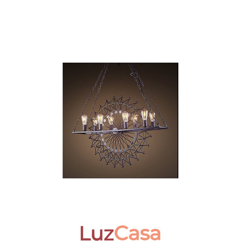 Luminária pendente estilo industrial com roda de arranha-céu