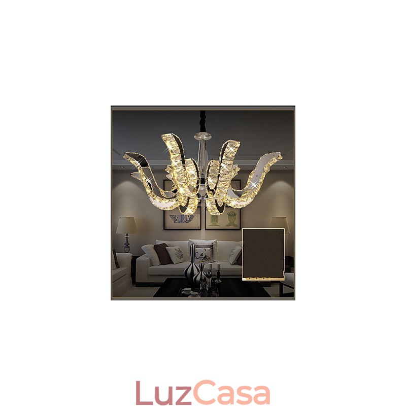 Lâmpada de cristal moderna, luxuosa, vela, luminária pendente de cristal