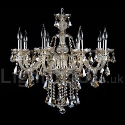 Lustre moderno de cristal K9 cor conhaque retrô com 8 luzes