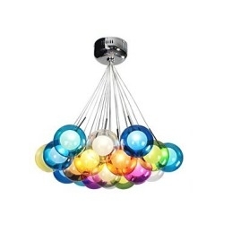 Luminária pendente moderna de vidro colorido Bubble Globe com 19 luzes