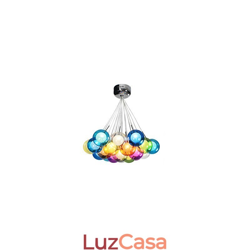 Luminária pendente moderna de vidro colorido Bubble Globe com 19 luzes