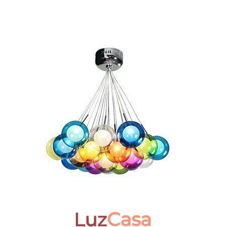 Luminária pendente moderna de vidro colorido Bubble Globe com 19 luzes Luminária pendente moderna de vidro colorido Bubble Globe com 19 luzes