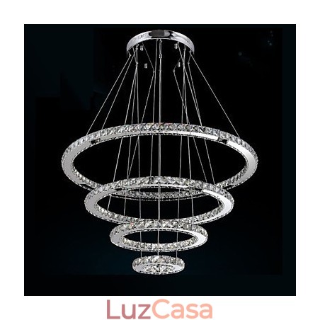 Luminária pendente moderna de cristal transparente para teto, luminária de iluminação com D100CM+D80CM+D60CM+D40CM Luminária pendente moderna de cristal transparente para teto, luminária de iluminação com D100CM+D80CM+D60CM+D40CM