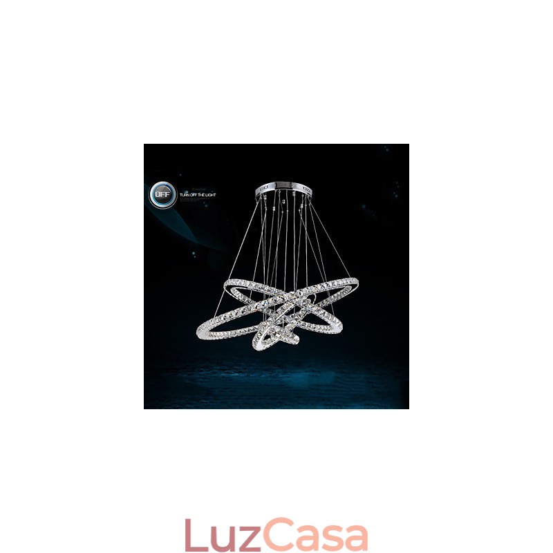 Luminária pendente moderna de cristal transparente para teto, luminária de iluminação com D100CM+D80CM+D60CM+D40CM