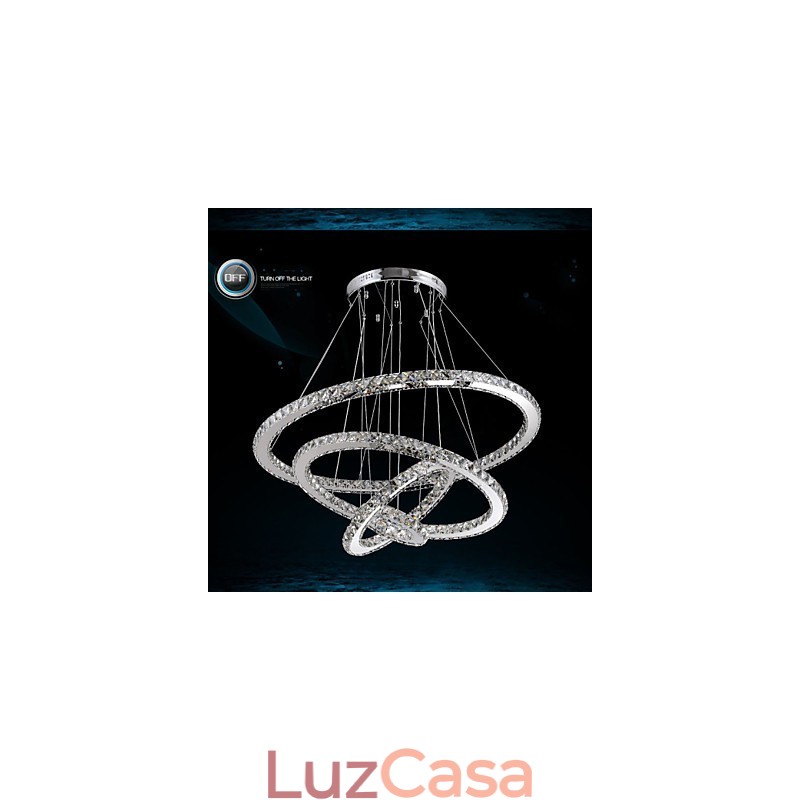 Luminária pendente moderna de cristal transparente para teto, luminária de iluminação com D100CM+D80CM+D60CM+D40CM