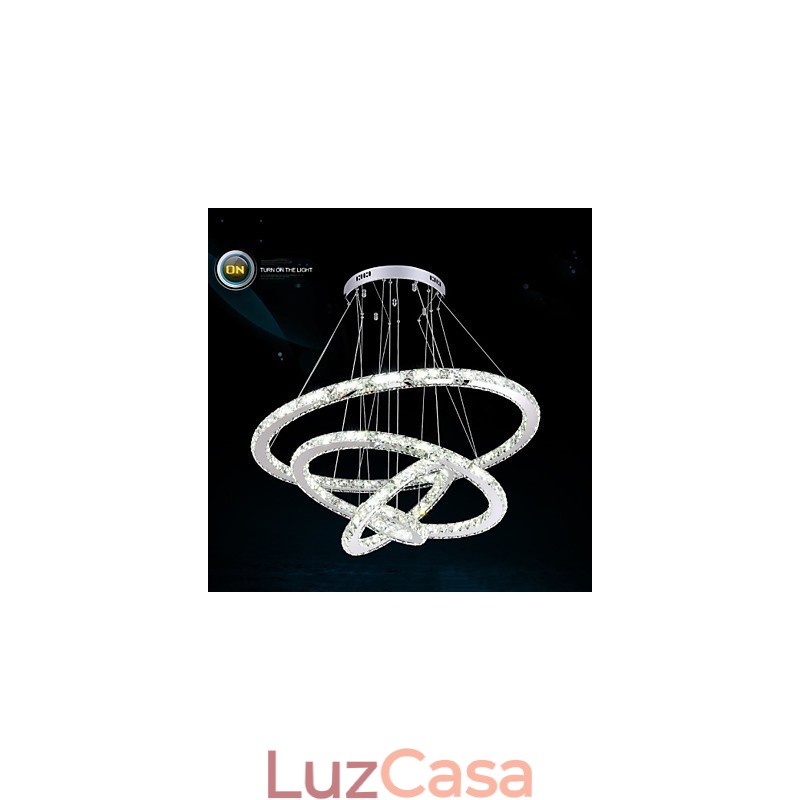 Luminária pendente moderna de cristal transparente para teto, luminária de iluminação com D100CM+D80CM+D60CM+D40CM