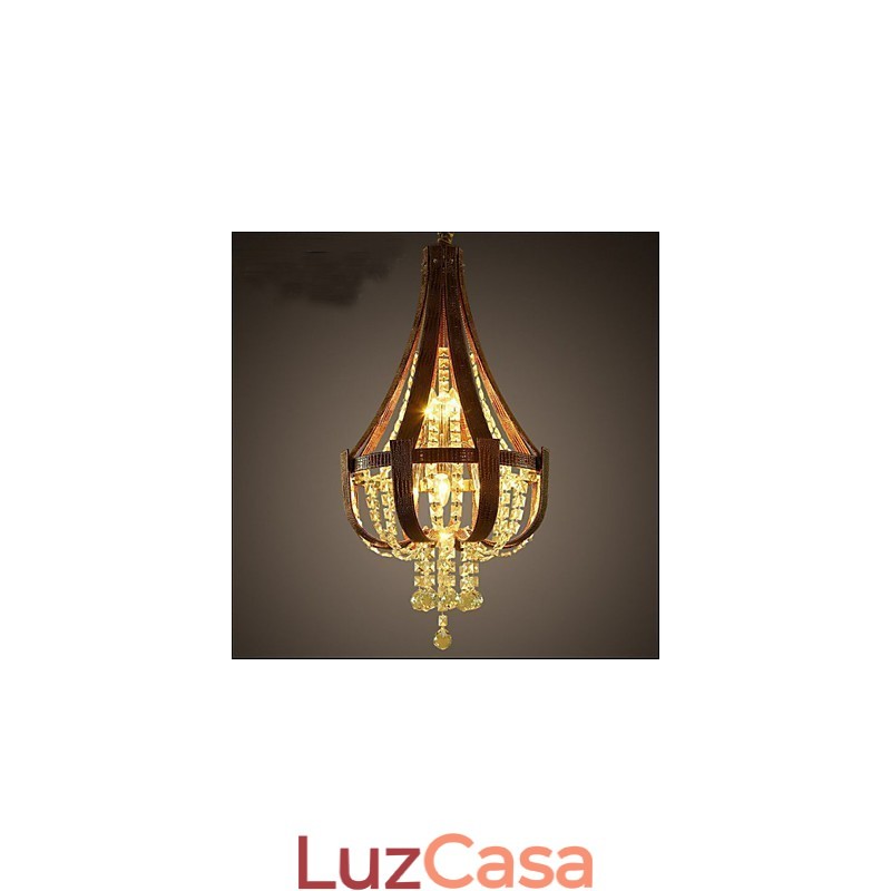 Pós-moderno luxo couro cristal criativo lustre lron