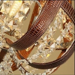 Pós-moderno luxo couro cristal criativo lustre lron